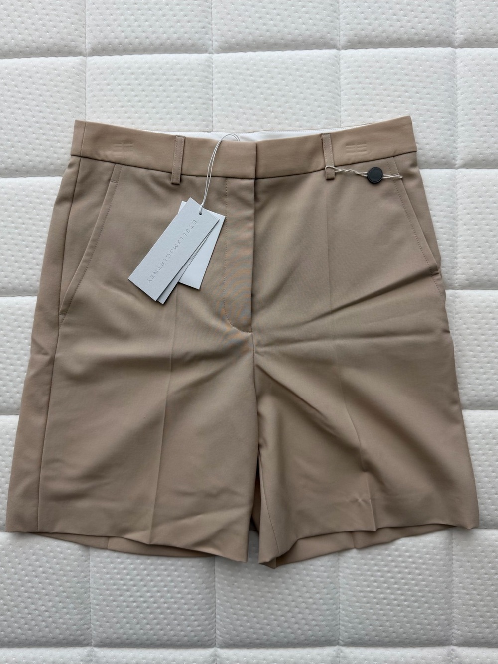 Stella McCartney Tan High-Waist Tailored Shorts